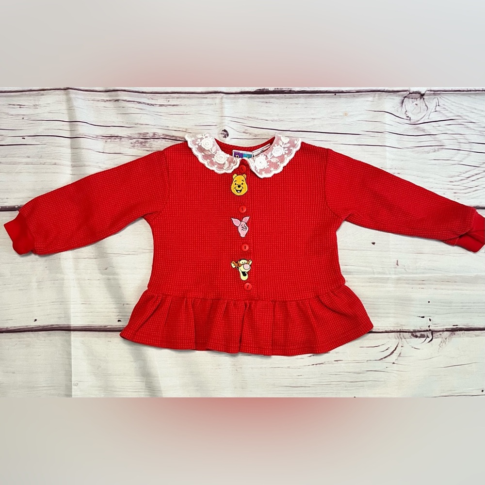 Disney Winnie the Pooh & Friends Red Long Sleeve Shirt